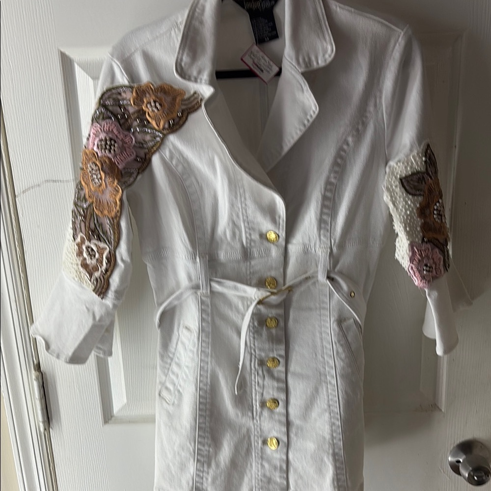 White Jacket with Floral Embroidery